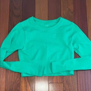 Aerie Vibrant Green Long Sleeve Crop Top XS